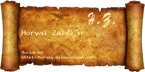 Horvai Zalán névjegykártya
